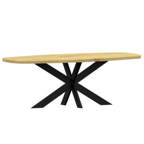 zij aanzicht Eiken tafel deens ovaal + matrix tafelpoot 10x3