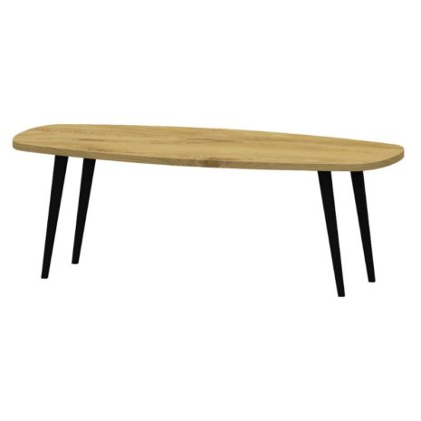 Eikenhouten eettafel deens ovaal met tapse schuine poot - zijaanzicht