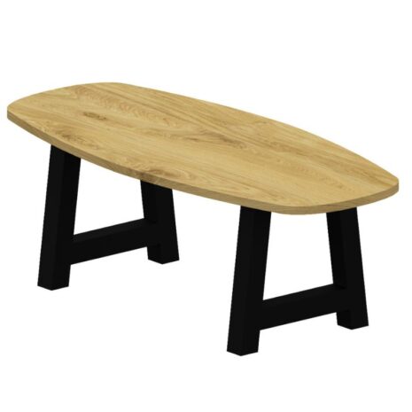 Massief eiken tafel deens ovaal (40) met stalen A-poot