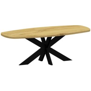 deens ovalen eettafel met spinpoot 12x4. - zijaanzicht