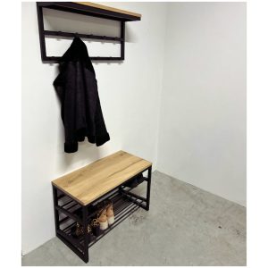 schoenenrek industrieel 80cm eikenhout en staal