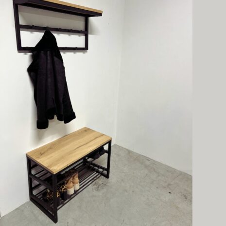 schoenenrek industrieel 80cm eikenhout en staal