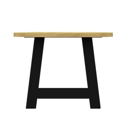 zij aanzicht Massief eiken tafel deens ovaal (40) met stalen A-poot