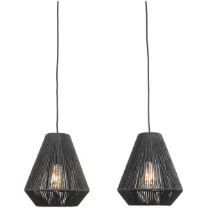 LABEL51 Hanglamp Ibiza - Zwart - Jute - 2-Lichts