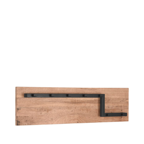 0Kapstok Road Naturel Mangohout Zwart Metaal 90x13x25 cm Perspectief