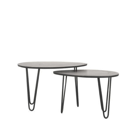 0Salontafel Set Frisk 68x43x44 Cm Zwart Mangohout Perspectief