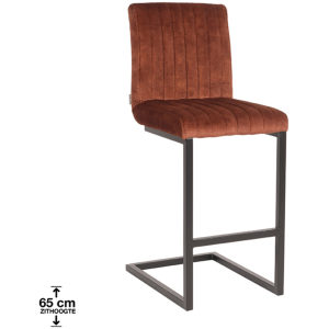 LABEL51 Barkruk Milo - Rust - Velours - Zithoogte 65