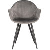 1eetkamerstoel forli grijs fluweel zwart metaal 60x58x83 cm vooraanzicht