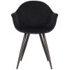 1eetkamerstoel forli zwart fluweel zwart metaal 60x58x83 cm vooraanzicht
