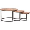 1salontafel set triplet rough mangohout zwart metaal 70x70x44 cm voorkant 1salontafel set triplet rough mangohout zwart metaal 70x70x44 cm voorkant