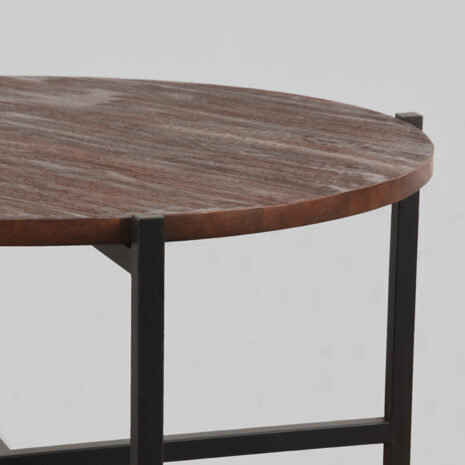 Mangohouten bijzettafel Dox, LABEL51, 70x70x35cm, espresso mangohout en zwart onderstel