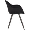 2eetkamerstoel forli zwart fluweel zwart metaal 60x58x83 cm zijaanzicht