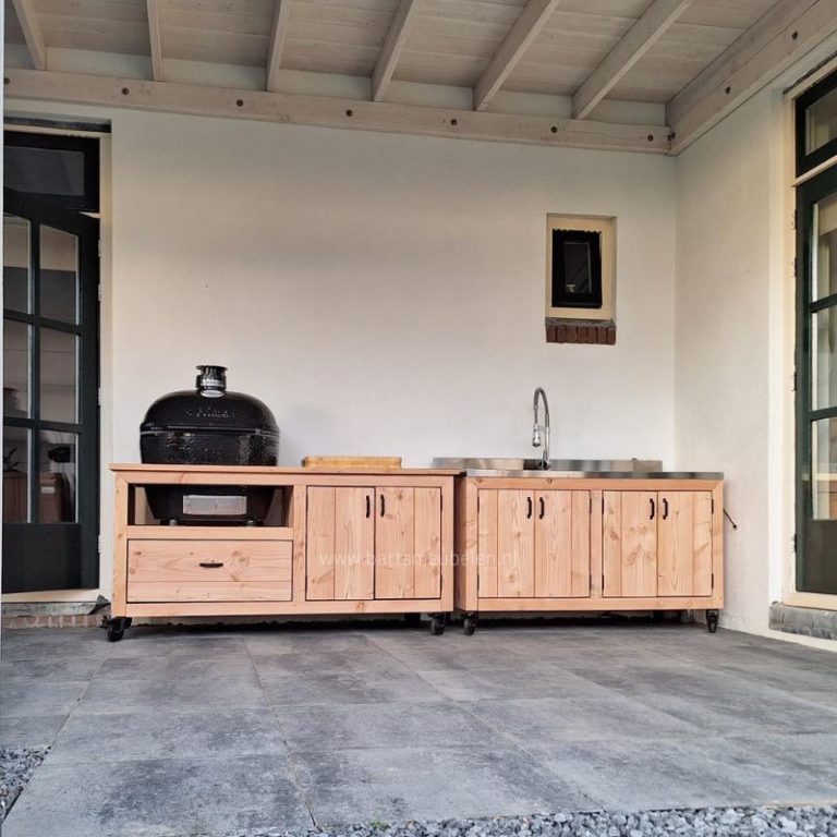 Buitenkeuken set op maat voor spoelbak en Kamado Primo Oval