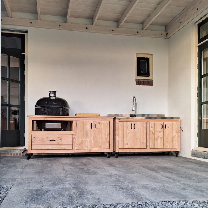Buitenkeuken set op maat voor spoelbak en Kamado Primo Oval Buitenkeuken set op maat voor spoelbak en Kamado Primo Oval