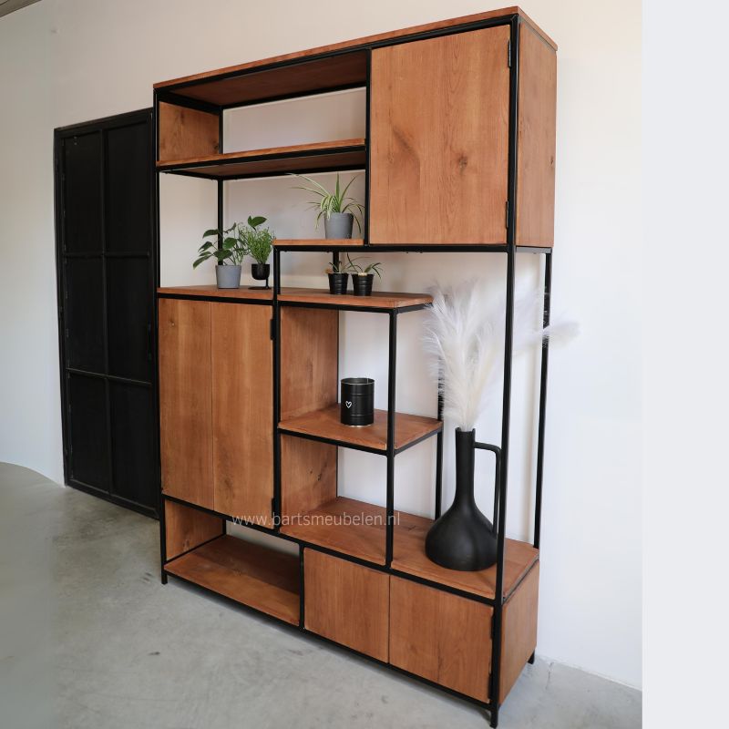 Moderne kast eik en staal in de kleur morning wood