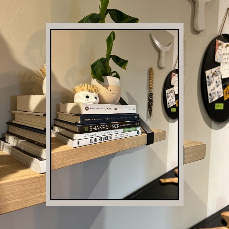 massief eiken wandplank 40 rechte kanten met stalen beugels massief eiken wandplank (40) rechte kanten met stalen beugels