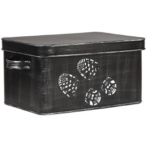 Schoenpoets opbergkist - Zwart Metaal met handgrepen