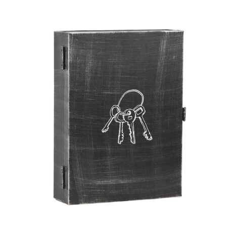 0sleutelkastje antiek zwart metaal 25 5x8 5x35 cm perspectief 1 Sleutelkastje Muur Antiek Zwart Metaal