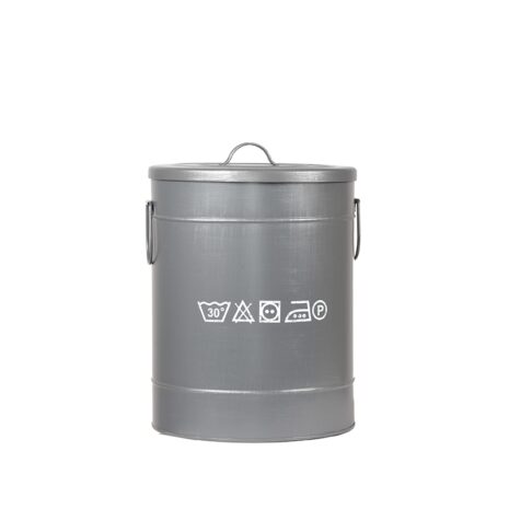 0wasmand antiek grijs metaal 32x32x43 cm voorkant 0wasmand antiek grijs metaal 32x32x43 cm voorkant