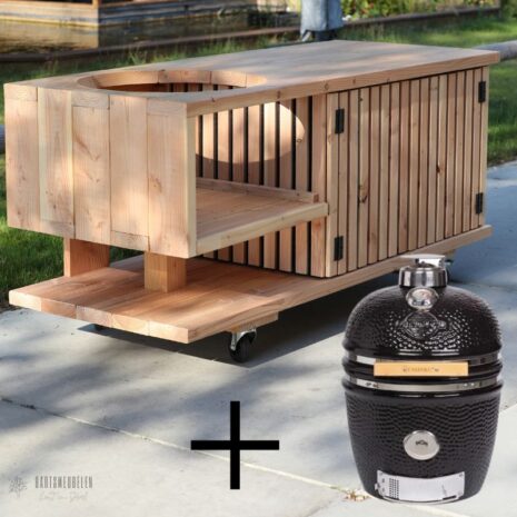 Douglas buitenkeuken met latjes Medium Kamado Yakiniku Douglas buitenkeuken met latjes + Medium Kamado Yakiniku