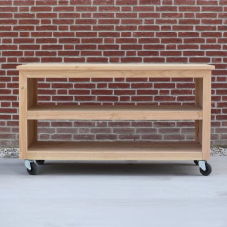 douglas tuinkast laag op wielen met open vakken