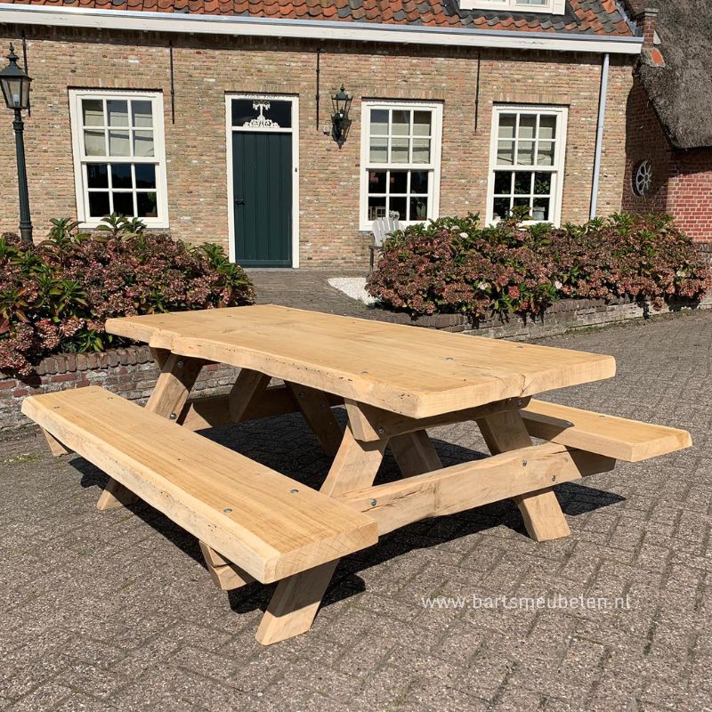 eikenhouten boomstam picknicktafel eikenhouten boomstam picknicktafel