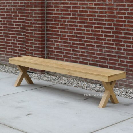 tuinbankje eikenhout met houten x poot zonder rug tuinbankje eikenhout met houten x-poot zonder rug