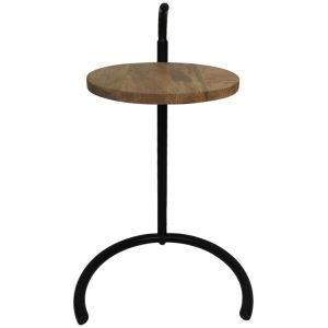 Bijzettafel Mangohout en Zwart Metaal 30x30x63