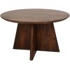 0CROSS20CT BR0 Ronde salontafel met kruispoot mat bruin - 80x80x45 - Mangohout