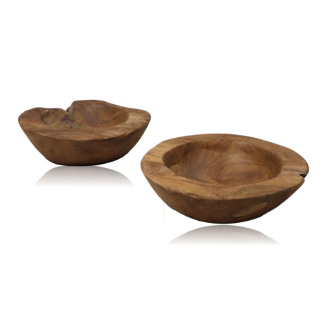 0TBNSS201 Houten fruitschalen set van 2 - ø20-27 - Blank Teak