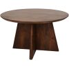 1CROSS20CT BR0DEF afbeelding Ronde salontafel met kruispoot mat bruin - 80x80x45 - Mangohout