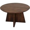 2CROSS20CT BR2DEF bovenaanzicht Ronde salontafel met kruispoot mat bruin - 80x80x45 - Mangohout