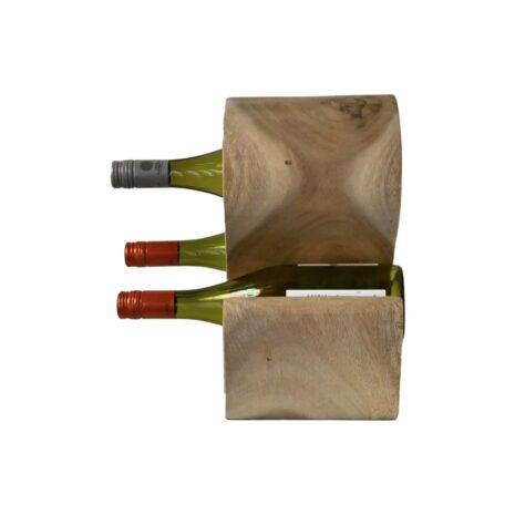 sfeerfoto flessenrek suarhout voor 3 wijnflessen stevig en natuurlijk