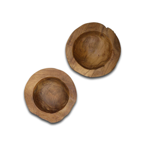 Houten fruitschalen set van 2 - ø20-27 - Blank Teakhout
