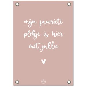 Roze tuinposter: mijn favoriete plekje is hier met jullie 59x84cm