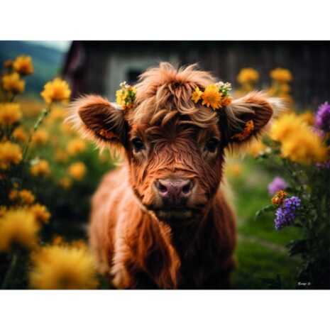 Tuinposter cute baby highlander Tuinposter - cute baby schotse hooglander
