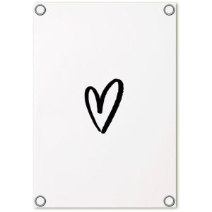Zoedt tuinposter wit met zwart hartje 60x80cm