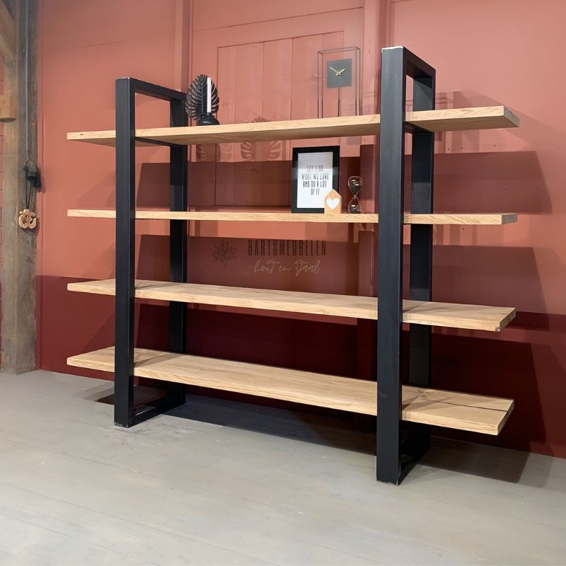 industriele boekenkast brave eikenhout en staal industriele boekenkast brave eikenhout en staal