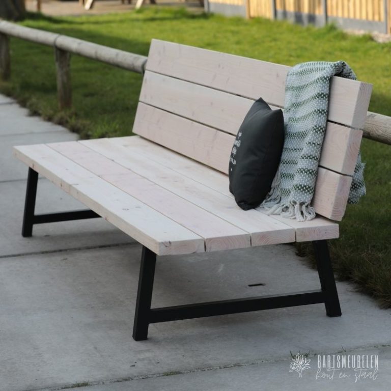 Douglas tuinbank stalen frame + white-olie (smoke-white)