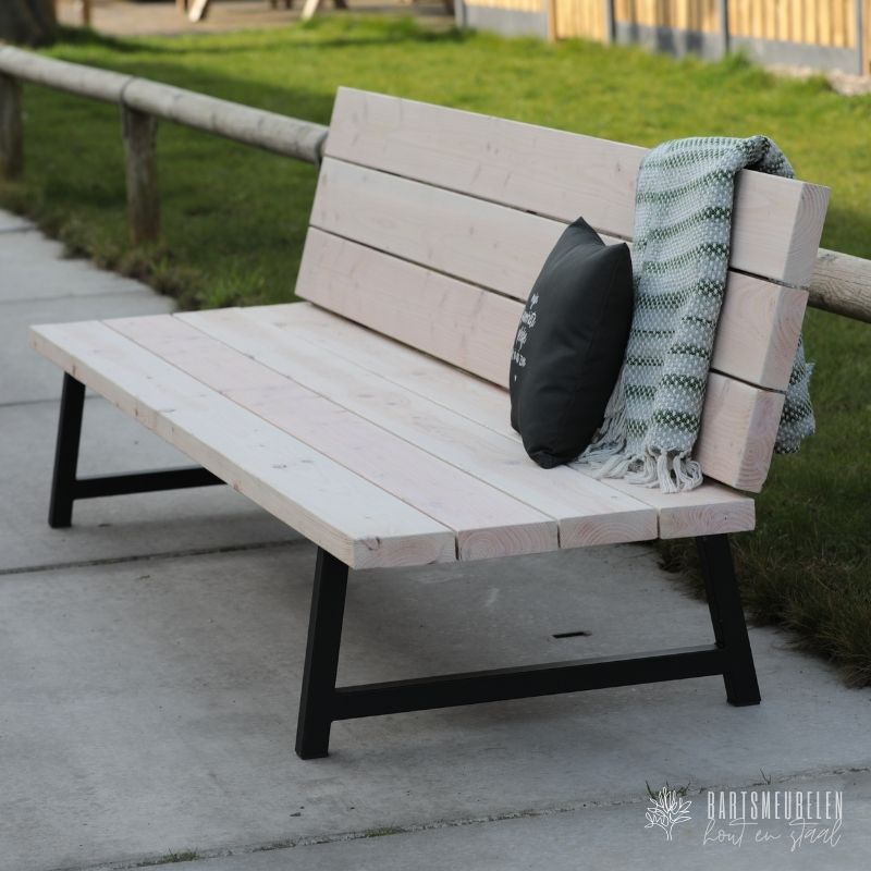 Douglas tuinbank stalen frame white olie smoke white Douglas tuinbank stalen frame + white-olie (smoke-white)