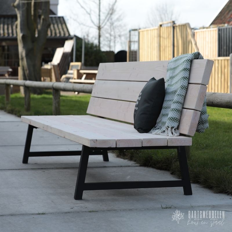 Douglas tuinbank stalen frame white olie Douglas tuinbank stalen frame + white-olie