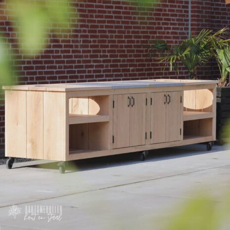 luxe Buitenkeuken eikenhout 310x80cm luxe Buitenkeuken eikenhout 310x80cm