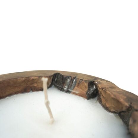 detail Kaars Boomstam Klein-ø20x10-Naturel-Teak