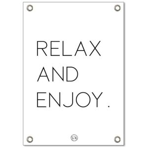 Tuinposter relax and enjoy minimal wit 59cm x 84cm