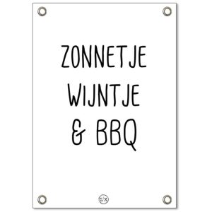 Tuinposter zonnetje wijntje bbq wit 59cm x 84cm