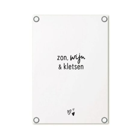 Witte tuinposter – ‘Zon wijn kletsen – 60 x 80 cm zoedt Witte tuinposter – ‘Zon, wijn & kletsen’ – 60 x 80 cm - zoedt